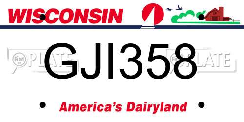 GJI358 Wisconsin License Plate