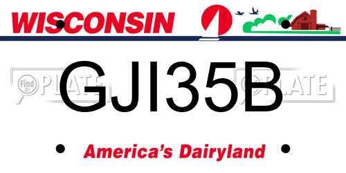 GJI35B Wisconsin License Plate