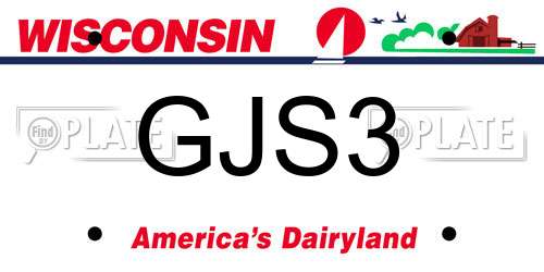 GJS3 Wisconsin License Plate
