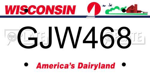 GJW468 Wisconsin License Plate