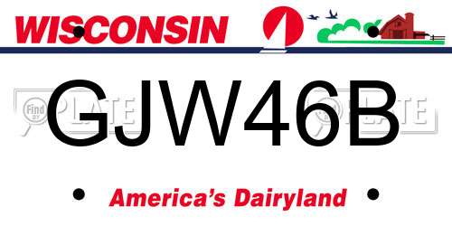 GJW46B Wisconsin License Plate