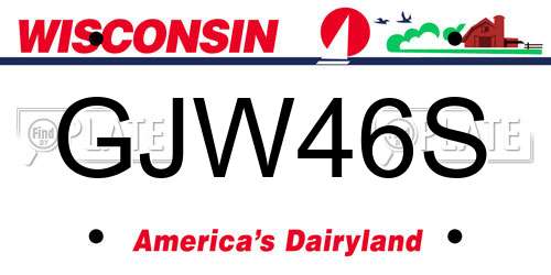 GJW46S Wisconsin License Plate