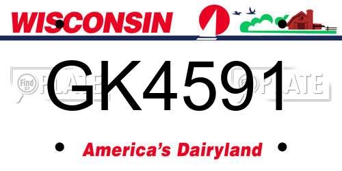 GK4591 Wisconsin License Plate