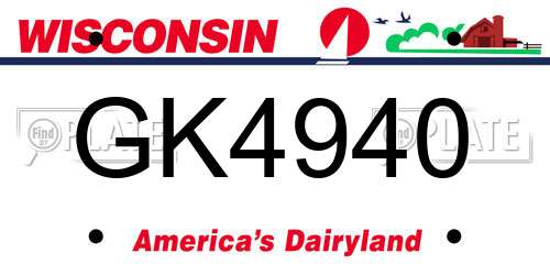 GK4940 Wisconsin License Plate