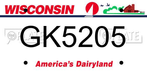GK5205 Wisconsin License Plate