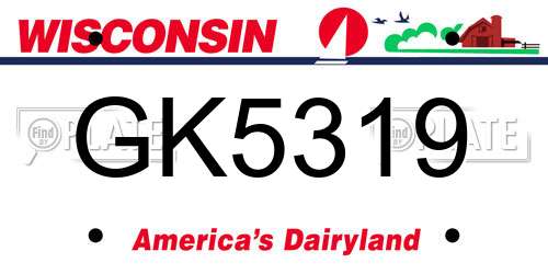 GK5319 Wisconsin License Plate