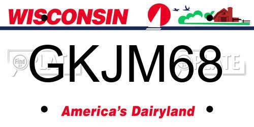 GKJM68 Wisconsin License Plate