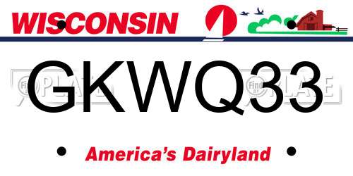 GKWQ33 Wisconsin License Plate