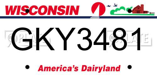 GKY3481 Wisconsin License Plate
