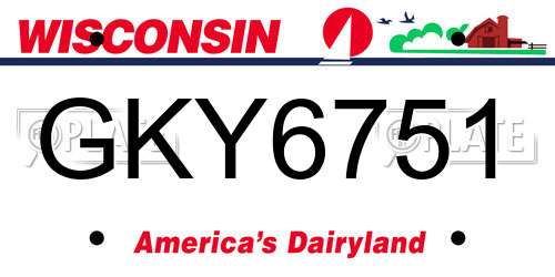 GKY6751 Wisconsin License Plate