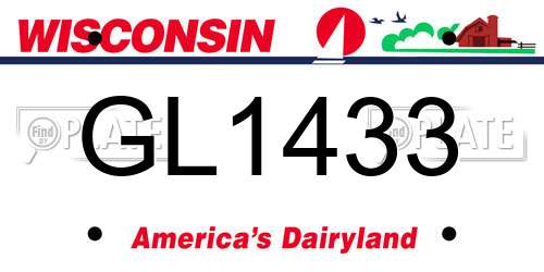 GL1433 Wisconsin License Plate