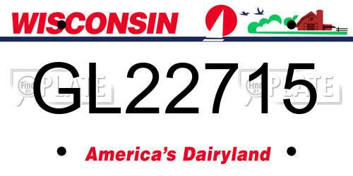GL22715 Wisconsin License Plate