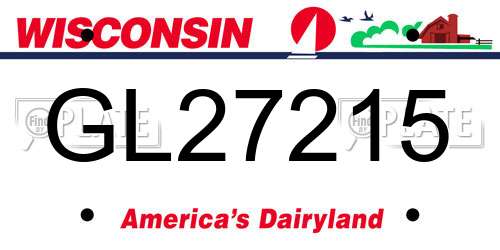 GL27215 Wisconsin License Plate