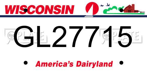GL27715 Wisconsin License Plate