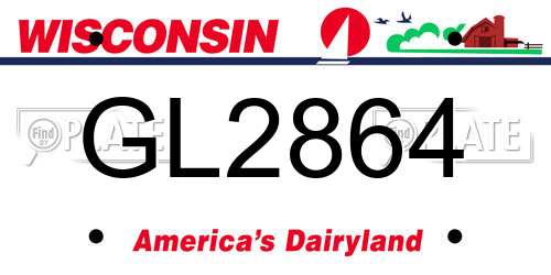 GL2864 Wisconsin License Plate