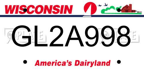 GL2A998 Wisconsin License Plate