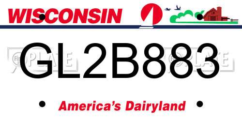 GL2B883 Wisconsin License Plate