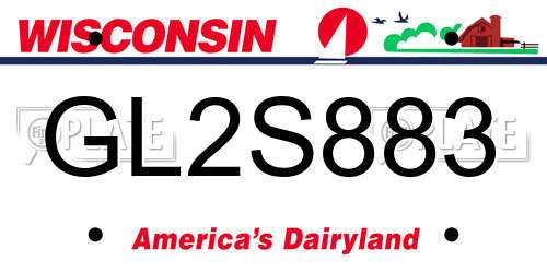 GL2S883 Wisconsin License Plate