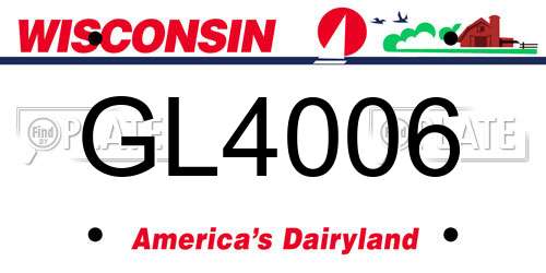 GL4006 Wisconsin License Plate