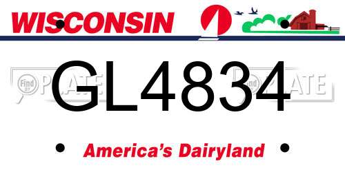 GL4834 Wisconsin License Plate