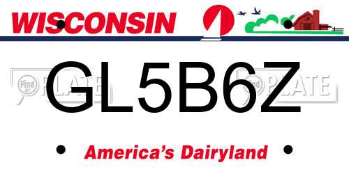 GL5B6Z Wisconsin License Plate