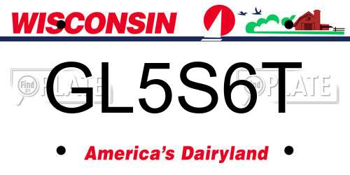 GL5S6T Wisconsin License Plate