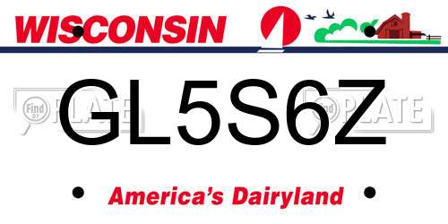 GL5S6Z Wisconsin License Plate