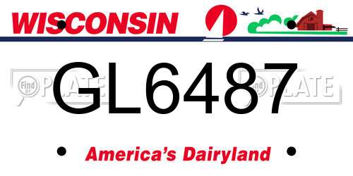 GL6487 Wisconsin License Plate