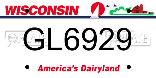GL6929 Wisconsin License Plate