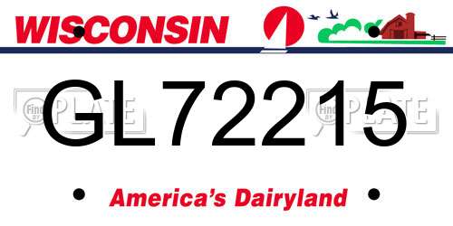 GL72215 Wisconsin License Plate