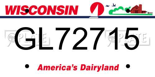 GL72715 Wisconsin License Plate
