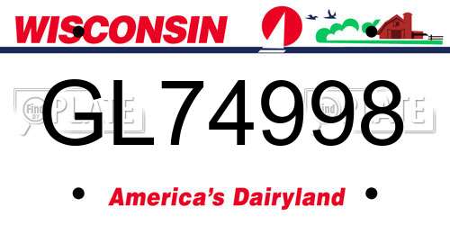 GL74998 Wisconsin License Plate