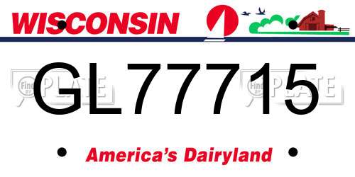 GL77715 Wisconsin License Plate