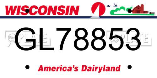 GL78853 Wisconsin License Plate