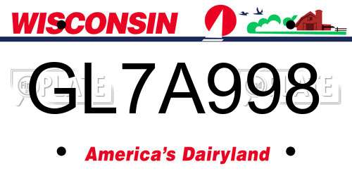 GL7A998 Wisconsin License Plate