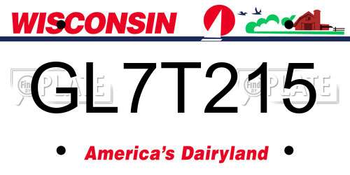 GL7T215 Wisconsin License Plate