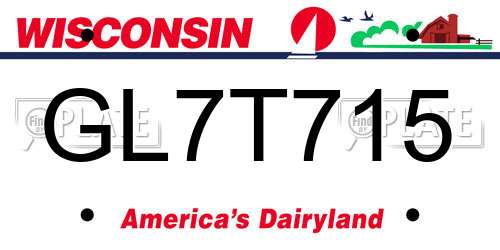GL7T715 Wisconsin License Plate