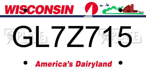 GL7Z715 Wisconsin License Plate