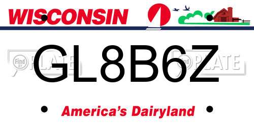 GL8B6Z Wisconsin License Plate