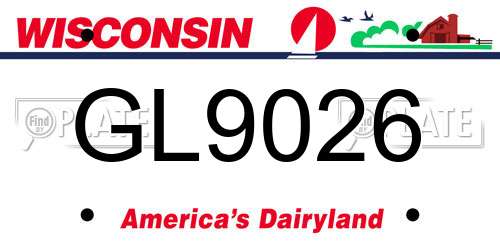 GL9026 Wisconsin License Plate