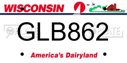 GLB862 Wisconsin License Plate