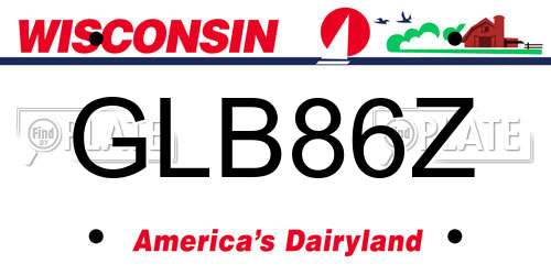 GLB86Z Wisconsin License Plate