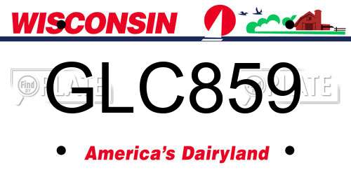 GLC859 Wisconsin License Plate