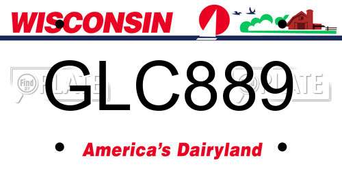 GLC889 Wisconsin License Plate