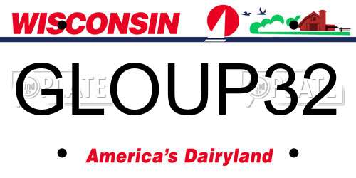 GLOUP32 Wisconsin License Plate