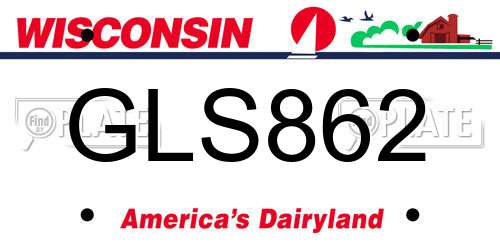 GLS862 Wisconsin License Plate