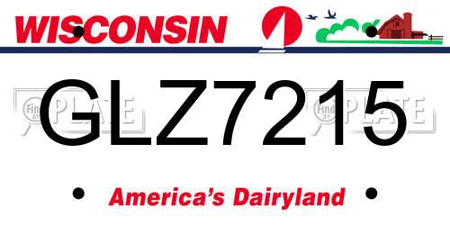 GLZ7215 Wisconsin License Plate