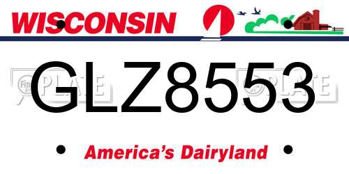 GLZ8553 Wisconsin License Plate
