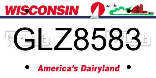 GLZ8583 Wisconsin License Plate