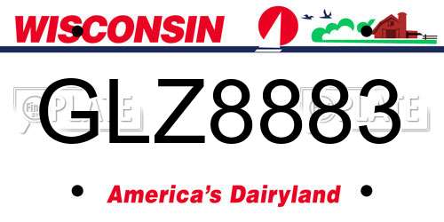 GLZ8883 Wisconsin License Plate